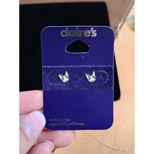 Claire's French Bulldog Stud Earrings Sterling Silver Colored
